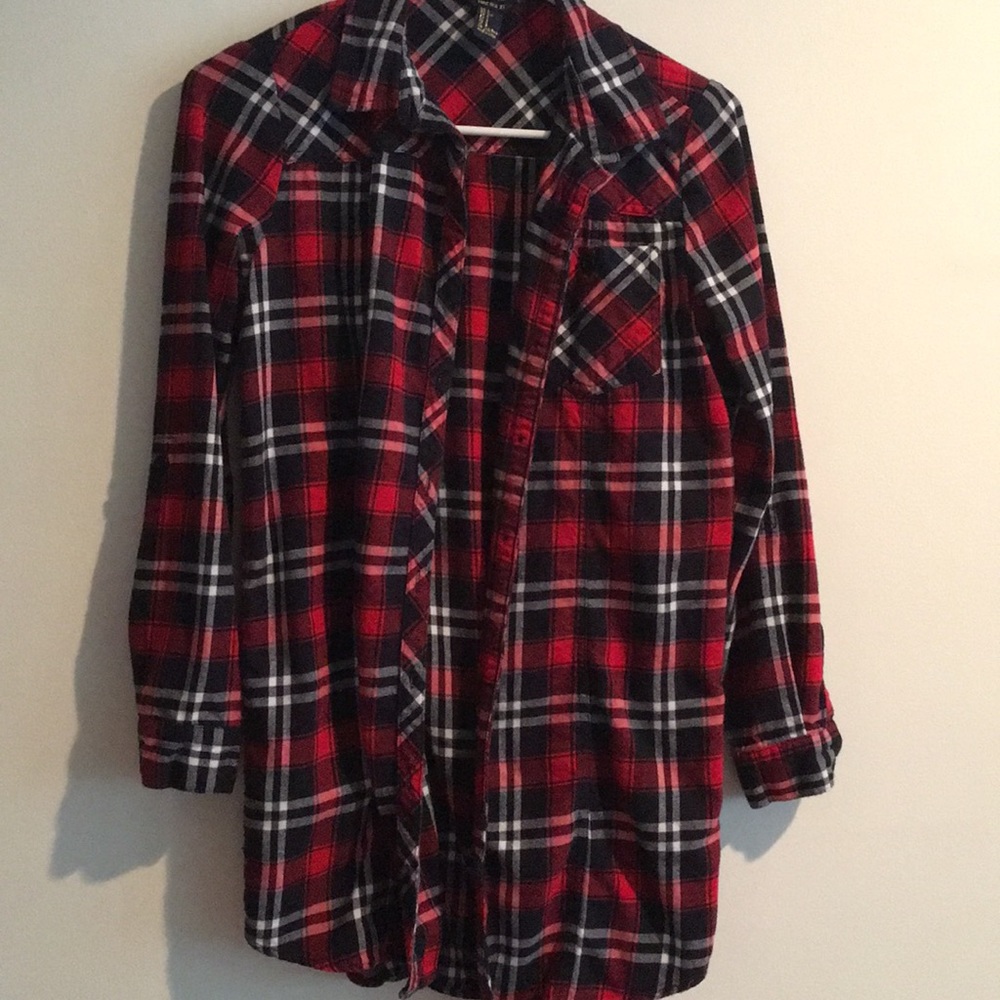 Plaid, flannel feel top